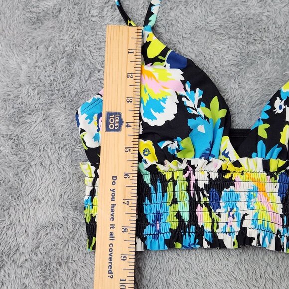 Beach Betty Bikini Top Womens Small Multicolored Floral Smocked Padded Cups - Picture 12 of 12